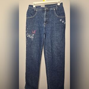 FDJ French Dressing Jeans Blue Floral Mid‎ Rise Jeans Size 12P